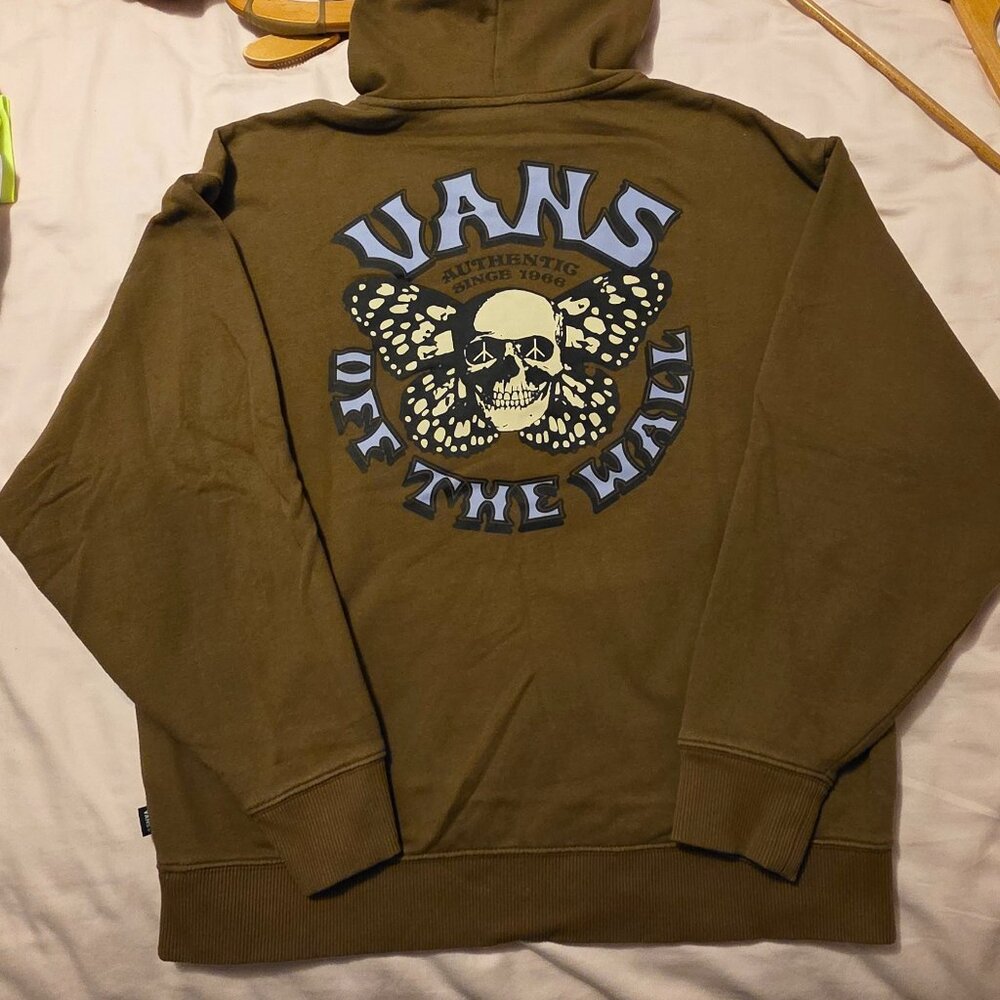 Vans Skull Butterfly Graphic Hoodie Brown Size Small